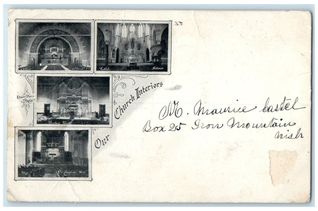 1906 Our Churches Interiors Valparaiso Indiana IN Multiview Antique Postcard