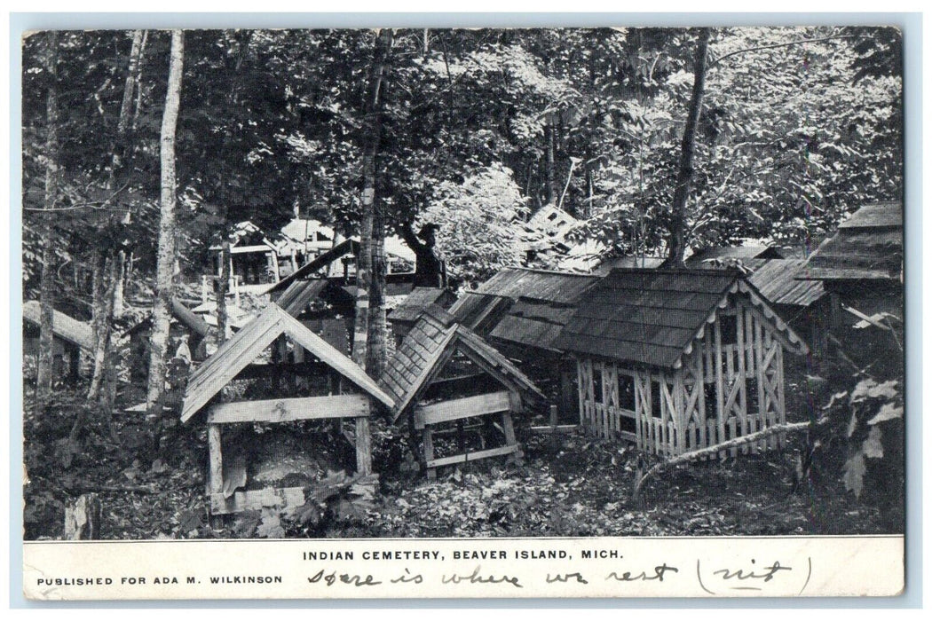 1910 Indian Cemetery Beaver Island Charlevoix Michigan MI Antique Postcard