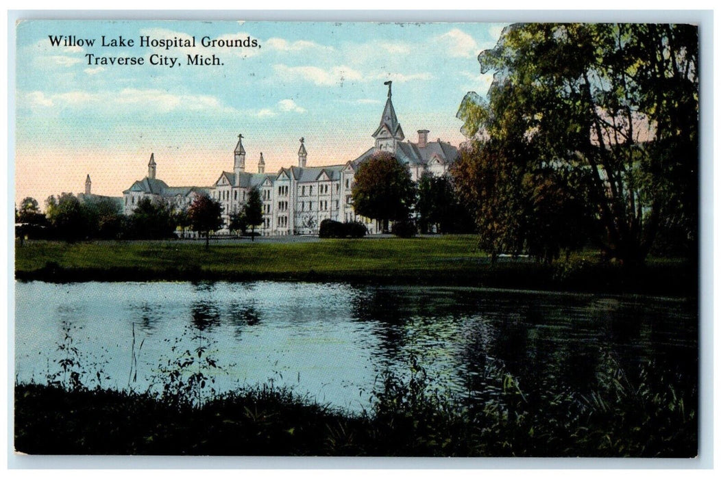 Willow Lake Hospital Grounds Traverse City Michigan MI, Insane Asylum Postcard