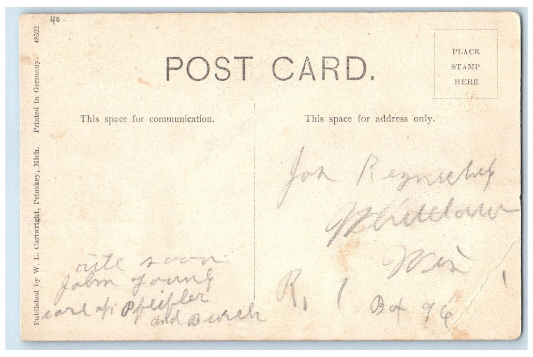 c1910's Grand Rapids & Indiana RR Station Petoskey Michigan MI Antique Postcard