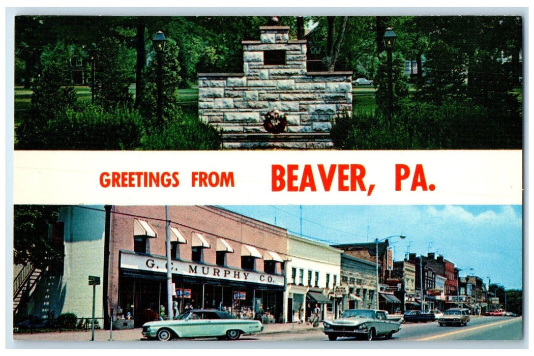 1960 Greetings Beaver Pennsylvania Banner Multi-View Vintage Antique PA Postcard