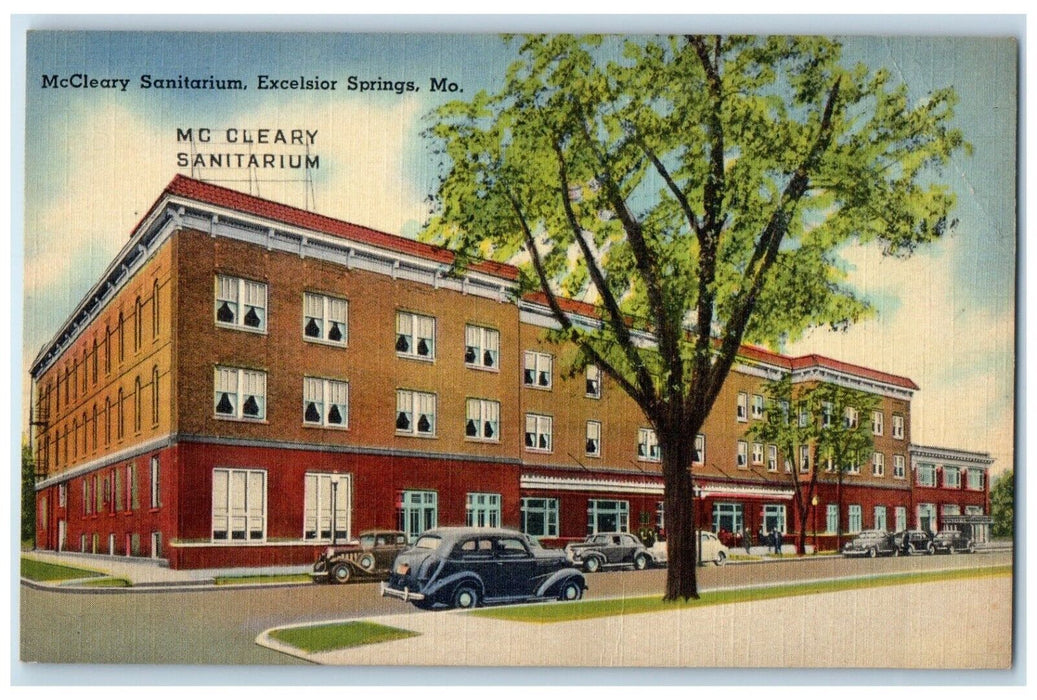 c1940's McCleary Sanitarium Building Cars Excelsior Springs Missouri MO Postcard