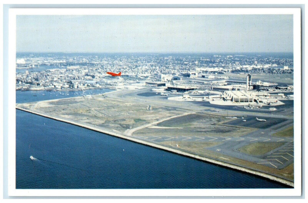 c1960 Aerial View Logan International Airport Boston Massachusetts MA Postcard