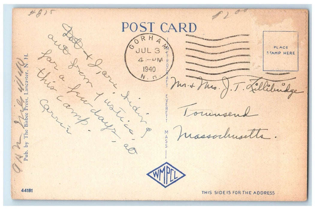 1940 Dolly Copp Camp Ground IMP Pinkham Notch White Mts. New Hampshire Postcard