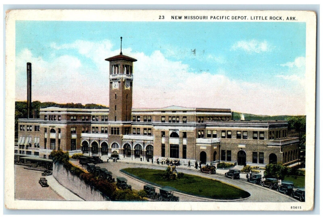 1932 Birds Eye View New Missouri Pacific Depot Little Rock Arkansas AR Postcard