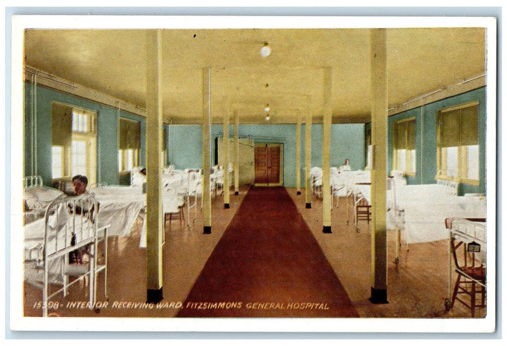 c1920's Interior Receiving Ward Fitzsimmons General Hospital Aurora CO Postcard