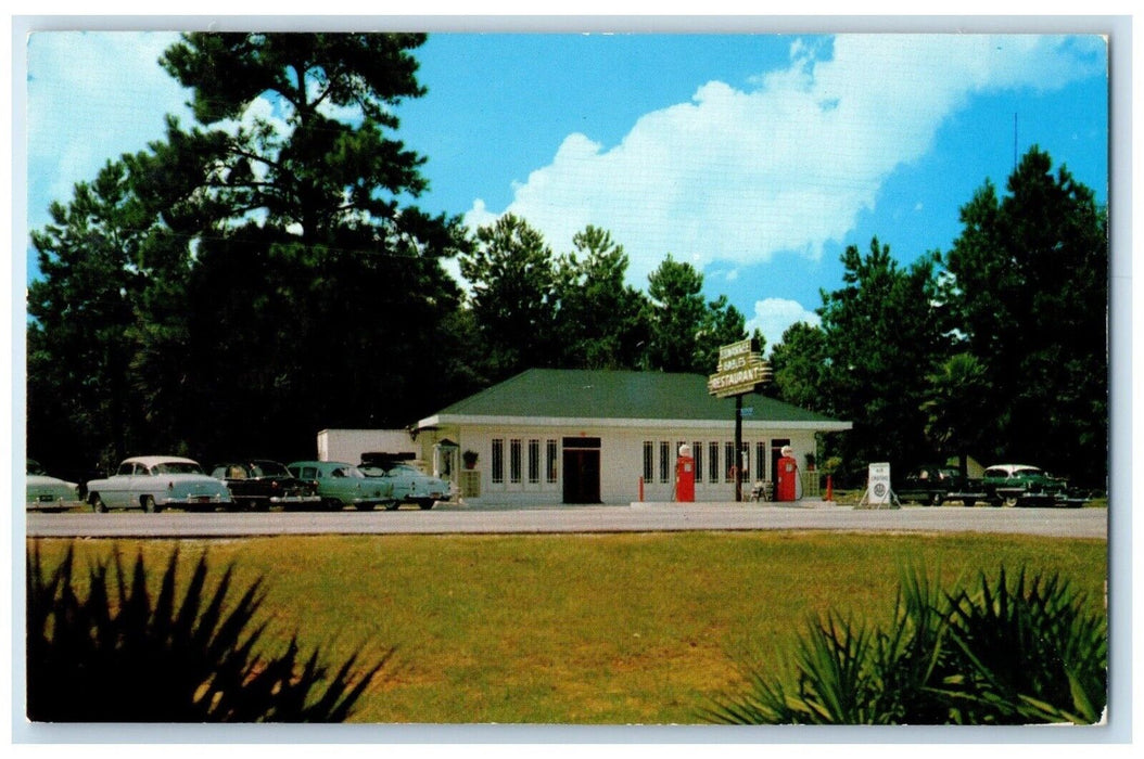 1959 Suwanee Gables Restaurant Cars Gas Station Old Town Florida FL Postcard