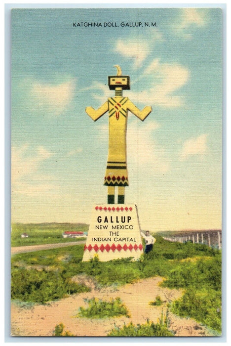 c1950's Katchina Doll Gallup New Mexico NM, The Indian Capital Vintage Postcard