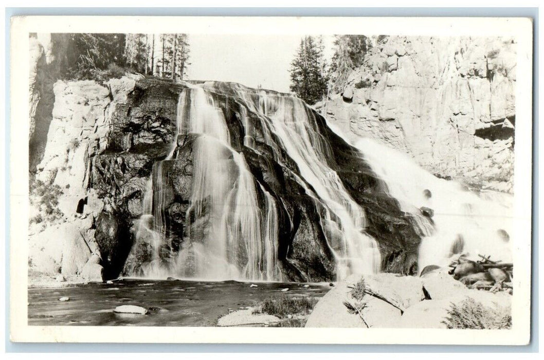 c1950's Haynes Gibbon Falls View Yellowstone Park Wyoming WY RPPC Photo Postcard