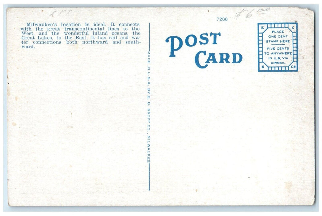 c1920 Aerial Chicago Milwaukee St Paul Pacific Railway Depot Milwaukee Postcard