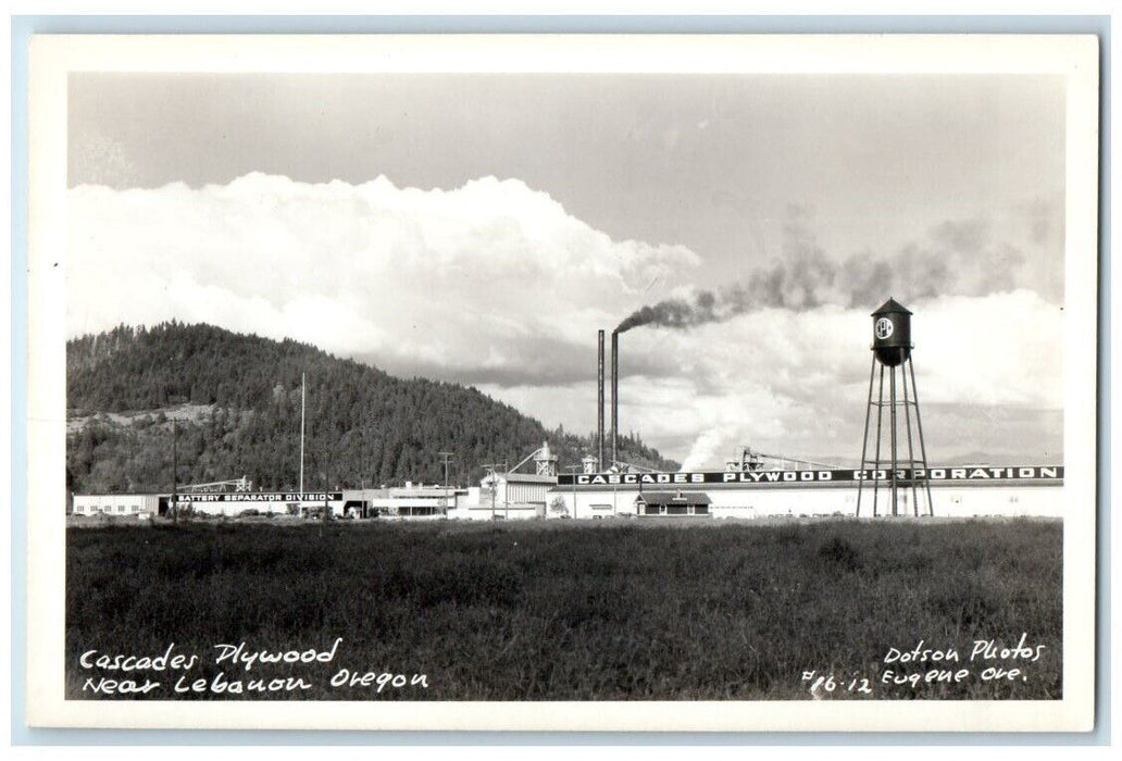 c1950's Cascades Plywood Corporation Dotson Lebanon OR RPPC Photo Postcard
