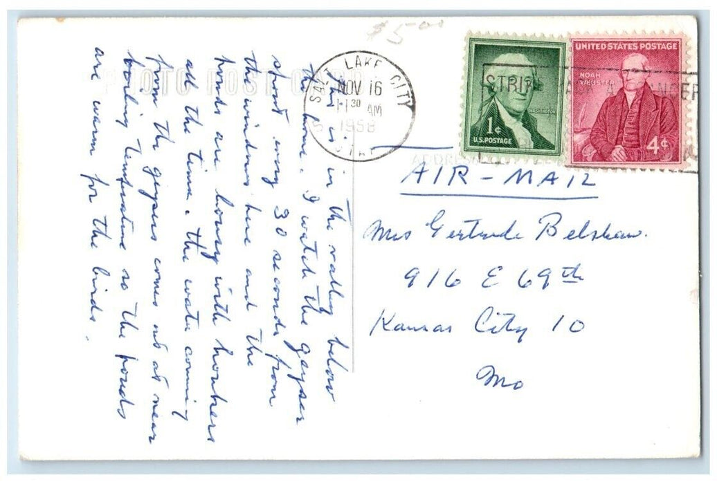 1958 Hunter's Lodge Aerial View Eastman Air Mail Lakeview OR RPPC Photo Postcard