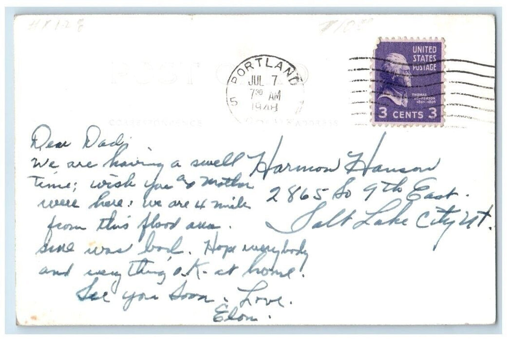 1948 Stockyard Flood Disaster Dike Break Vanport Oregon OR RPPC Photo Postcard