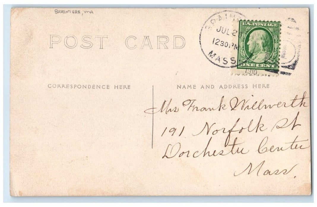 1910 Home Residence Blackberry Bush View Braintree MA RPPC Photo Postcard
