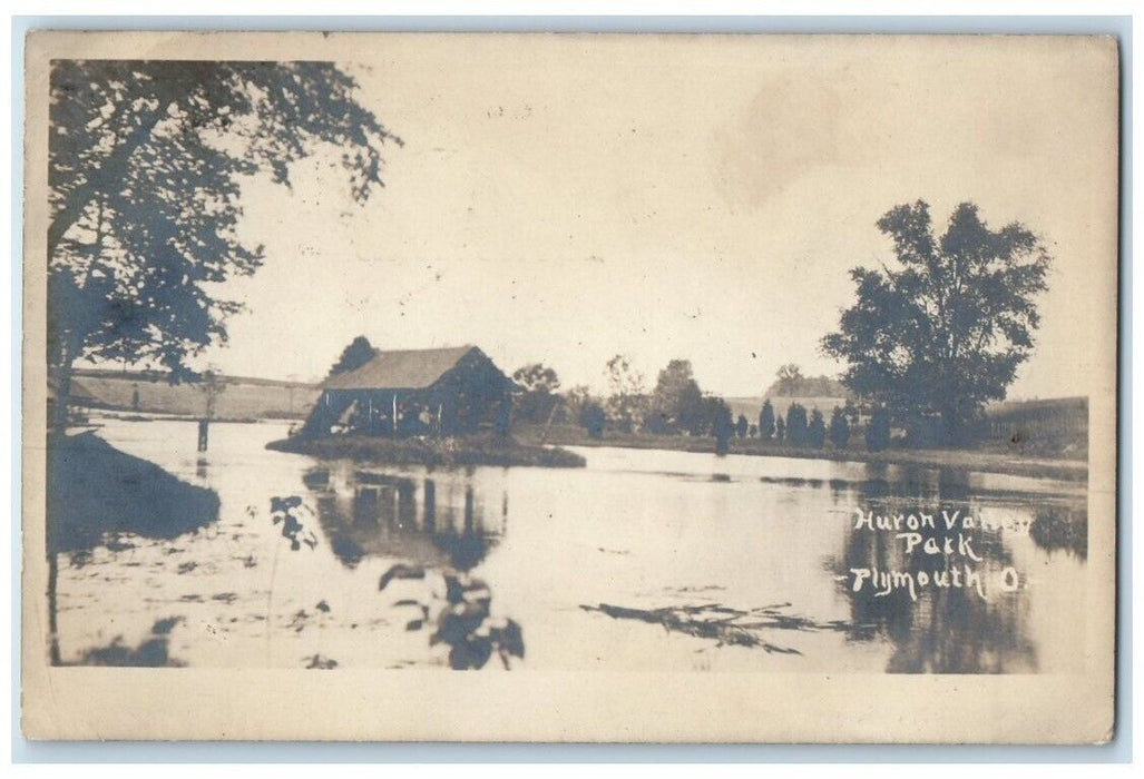 1917 Huron Valley Park Shack View Plymouth Ohio OH RPPC Photo Posted Postcard