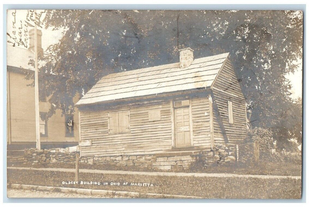 1906 Oldest Building In Ohio View Marietta OH RPPC Photo Posted Postcard
