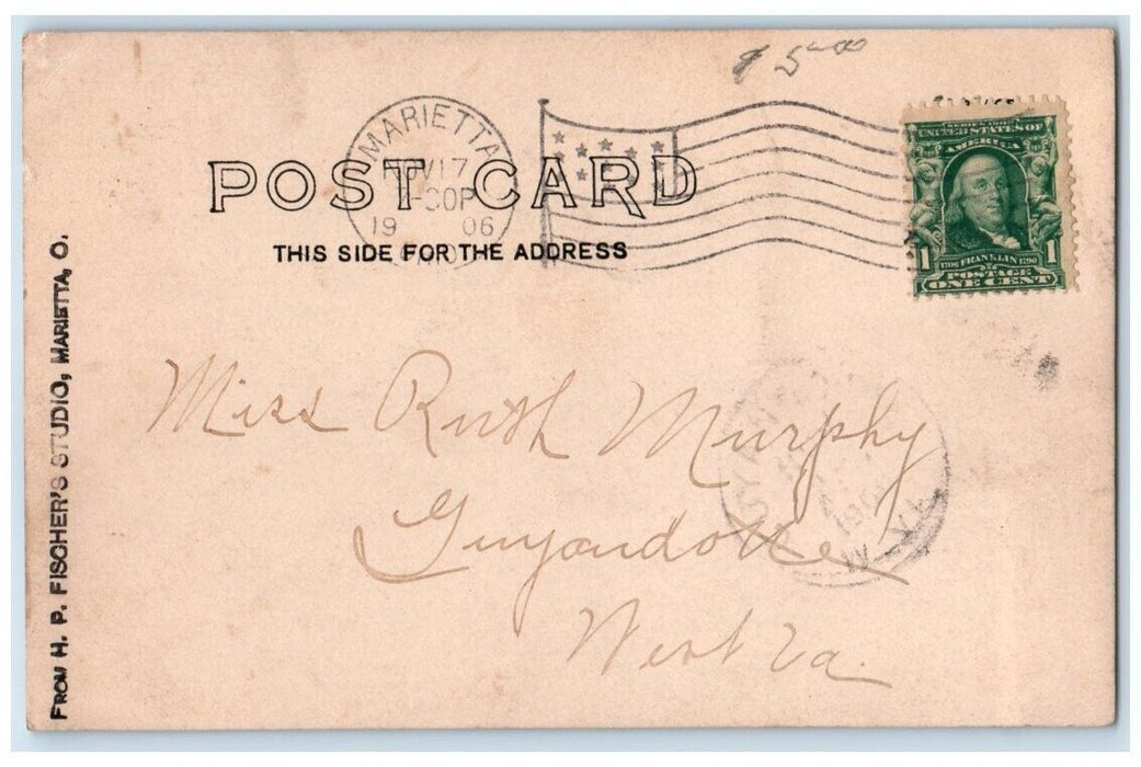 1906 Oldest Building In Ohio View Marietta OH RPPC Photo Posted Postcard