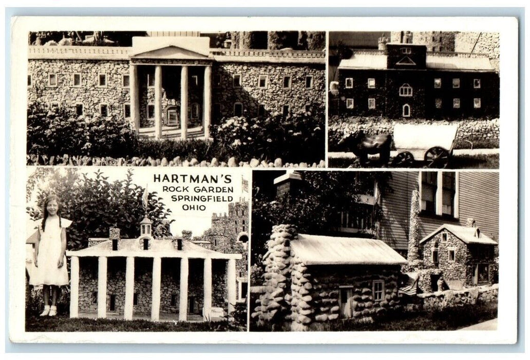 c1920's Hartman's Rock Garden Models Springfield Ohio OH RPPC Photo Postcard