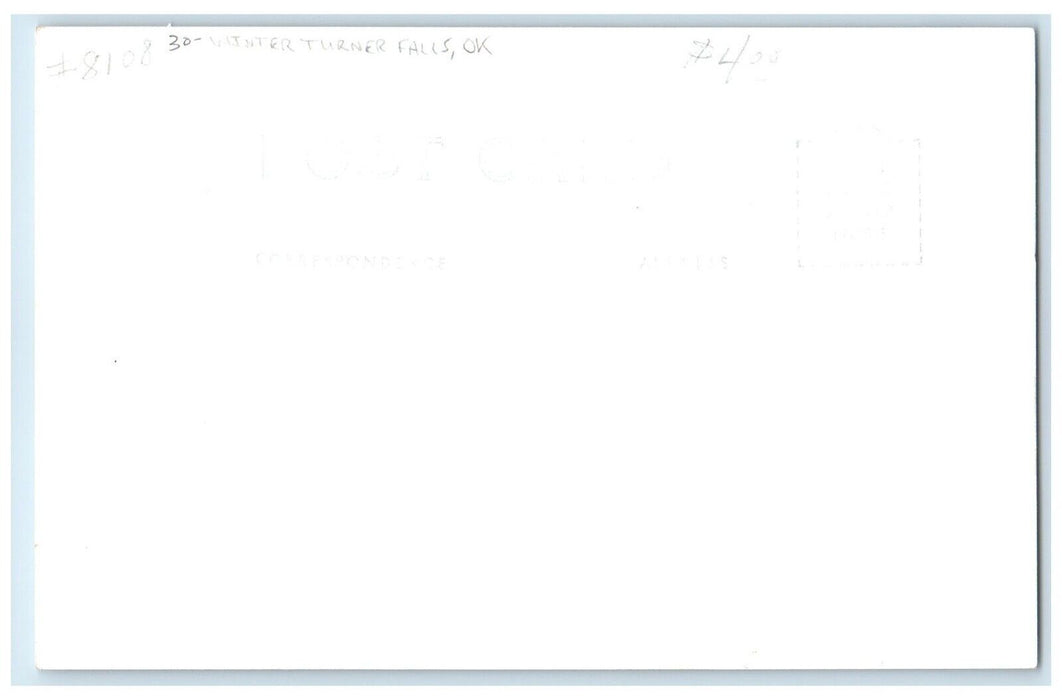 c1940's Winter At Turner Falls Davis Oklahoma OK Waterfalls RPPC Photo Postcard