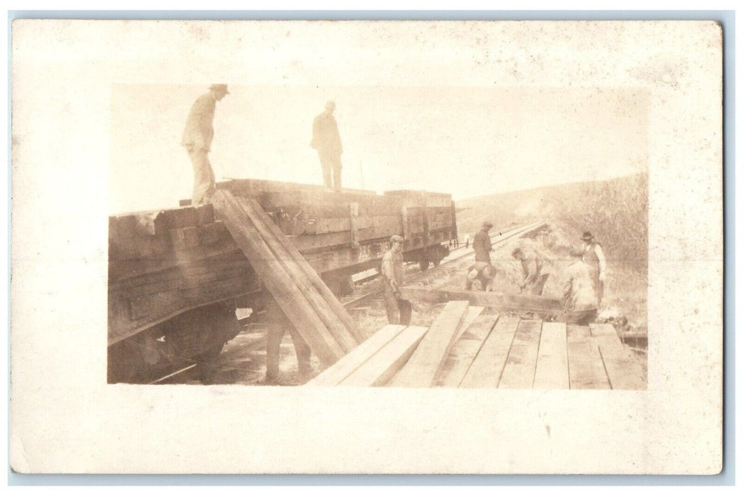 c1910's Loading Toothpicks Logging Railroad Unposted Antique RPPC Photo Postcard
