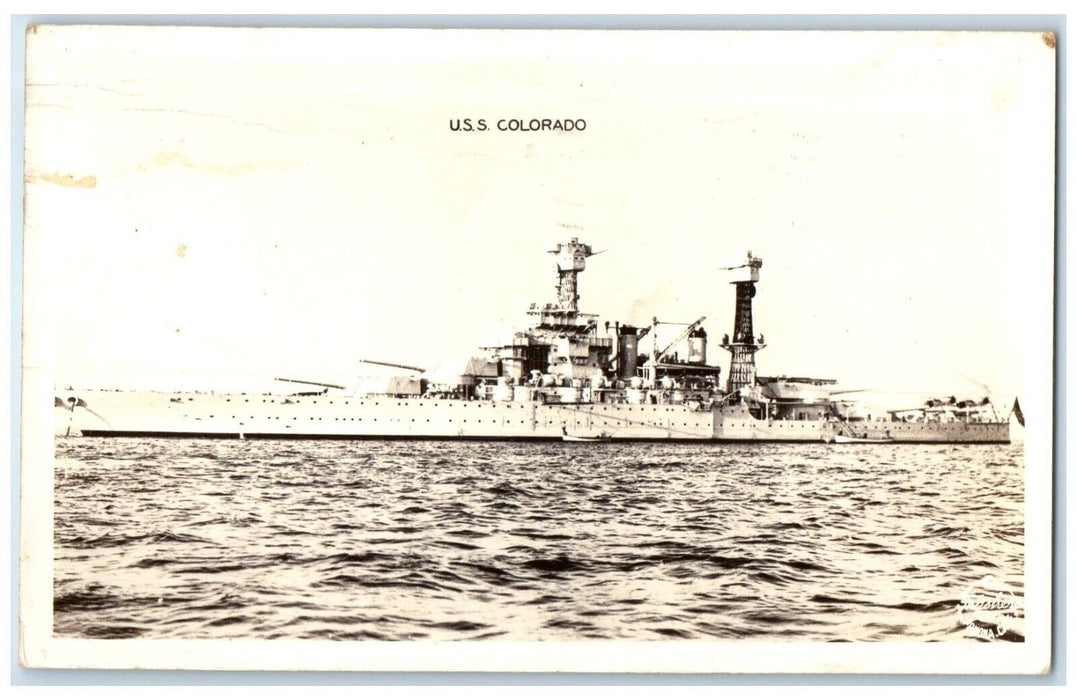 1939 USS Steamer Ship Colorado Versailles Missouri MO Posted RPPC Photo Postcard