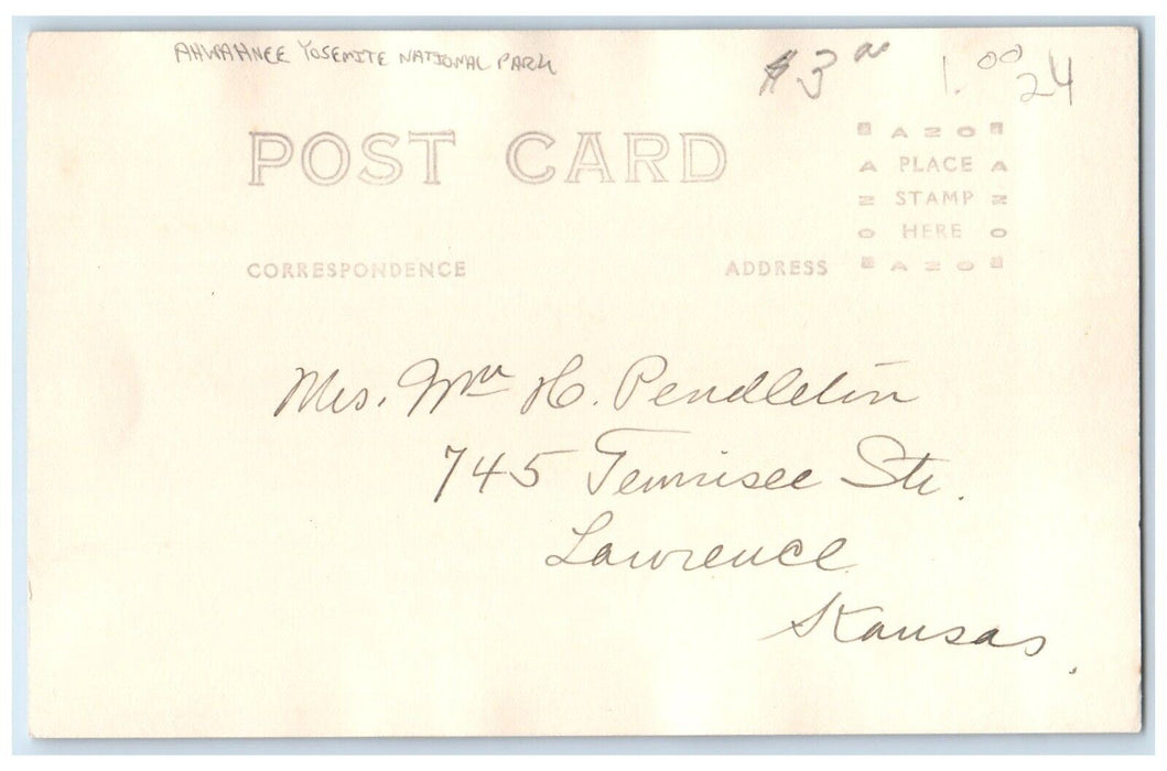 c1940's Ahwahnee Yosemite National Park California CA RPPC Photo Postcard