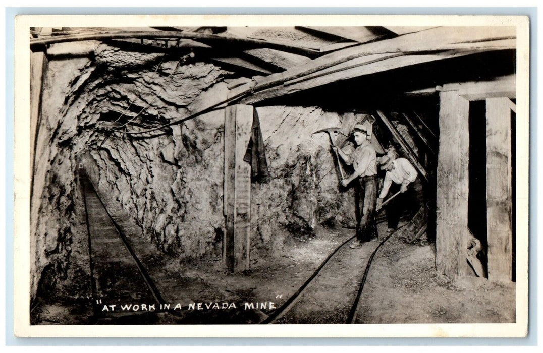 c1940's At Work In A Nevada Mine Mining RPPC Photo Unposted Vintage Postcard