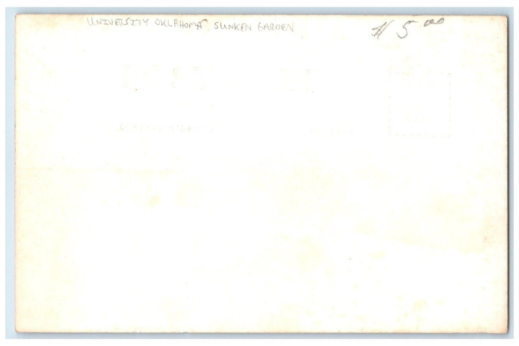 c1940's University Oklahoma Building Sunken Garden RPPC Photo Vintage Postcard