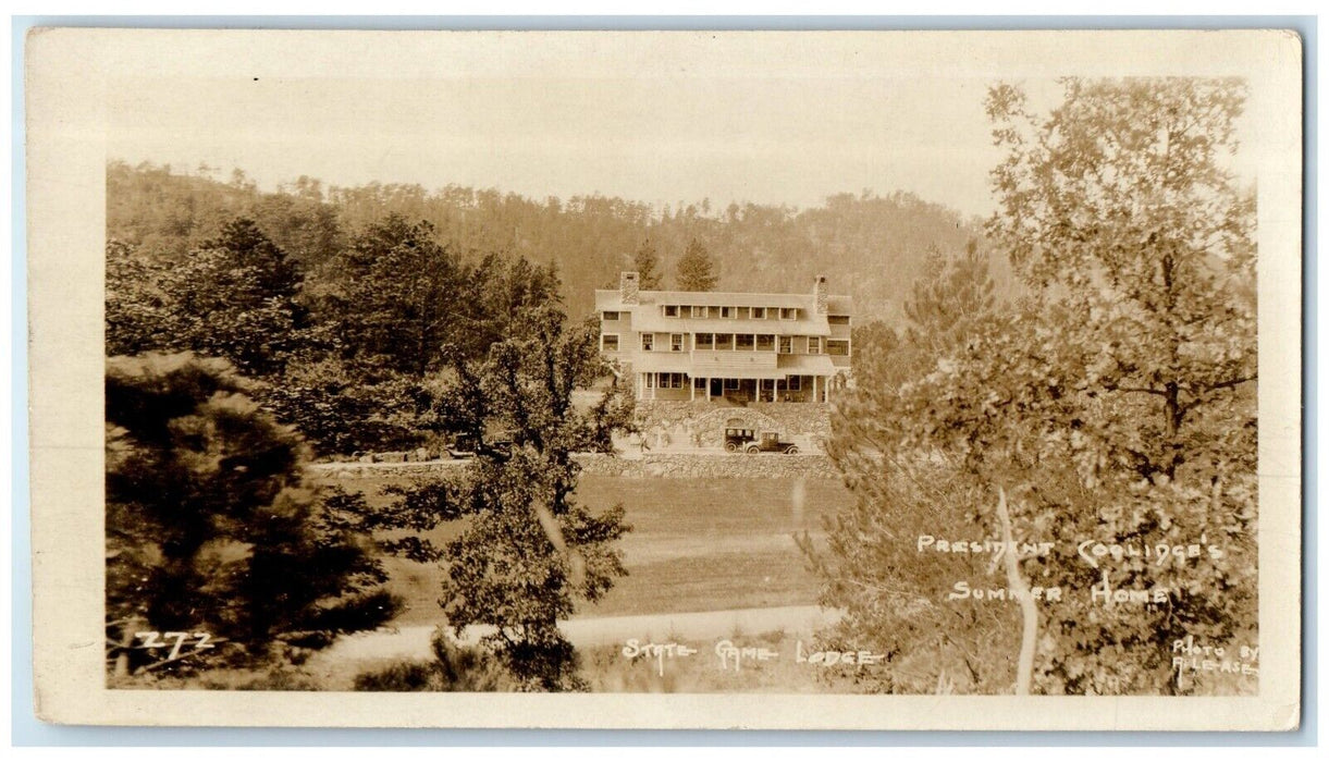 President Coolidge Summer Home State Game Lodge Custer Park RPPC Photo Postcard