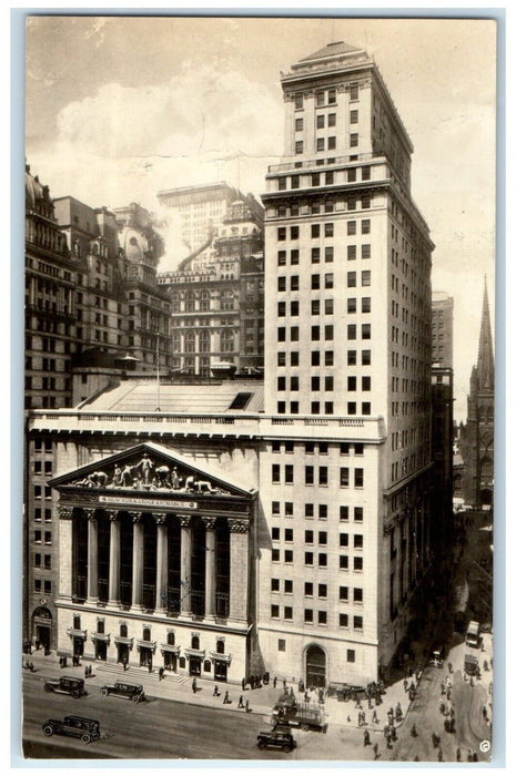 New York Stock Exchange Buildings Cars New York City NY RPPC Photo Postcard