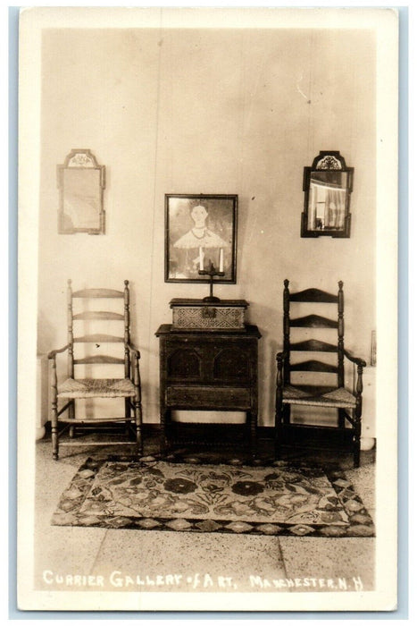 c1930's Currier Gallery Art Interior Manchester New York NY RPPC Photo Postcard