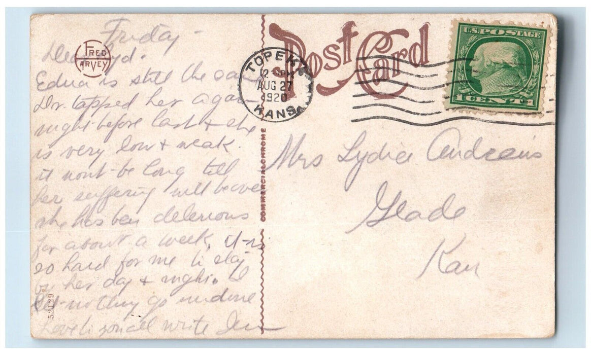 1920 Broadway From Grand Avenue Oklahoma City OK Fred Harvey Topeka KS Postcard