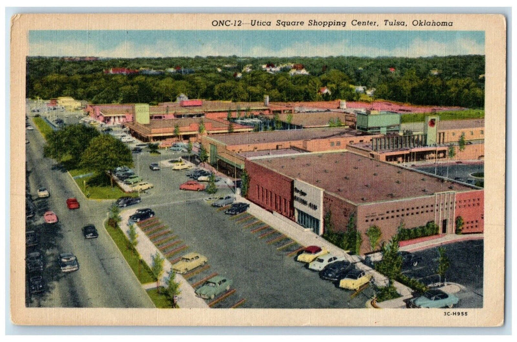 c1930's View Of Utica Square Shopping Center Cars Tulsa Oklahoma OK Postcard