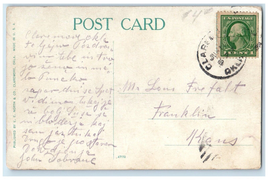 1914 Hotel Marson Building Horses And Wagon Claremore Oklahoma OK Postcard