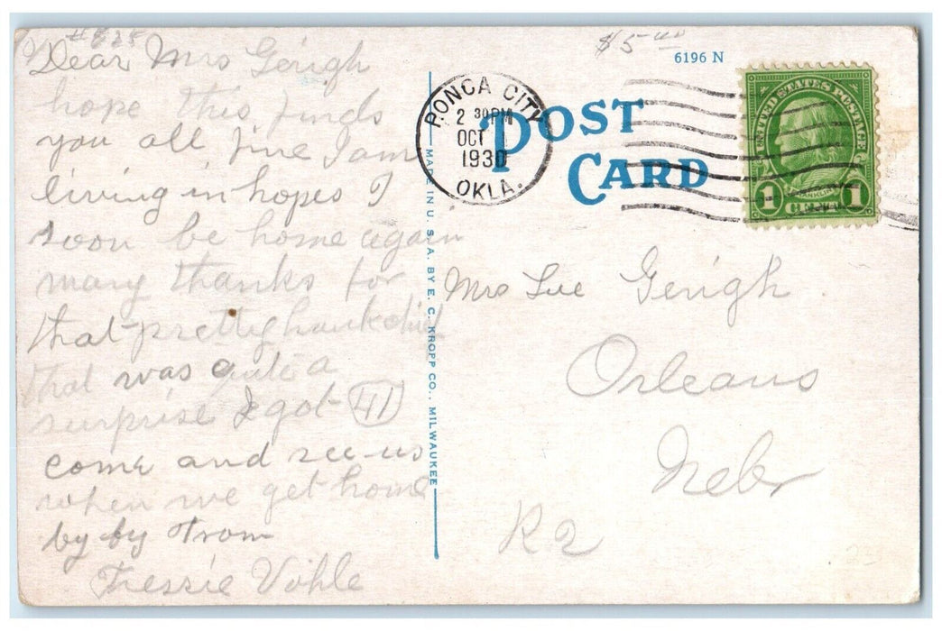 1930 Jens Marie Hotel Building Cars Ponca City Oklahoma OK Vintage Postcard