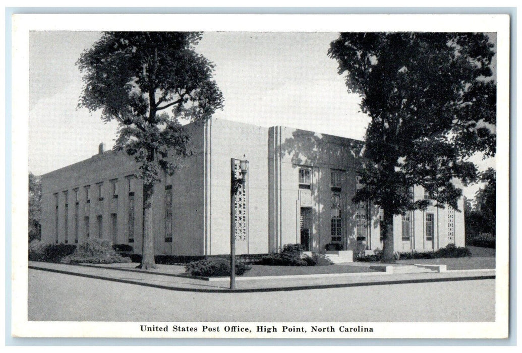 c1940 United States Post Office Exterior High Point North Carolina NC Postcard