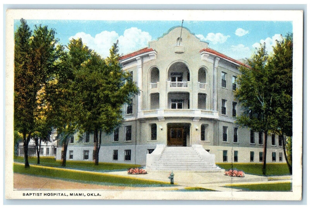 c1930's Baptist Hospital Building Miami Oklahoma Ok Unposted Vintage Postcard