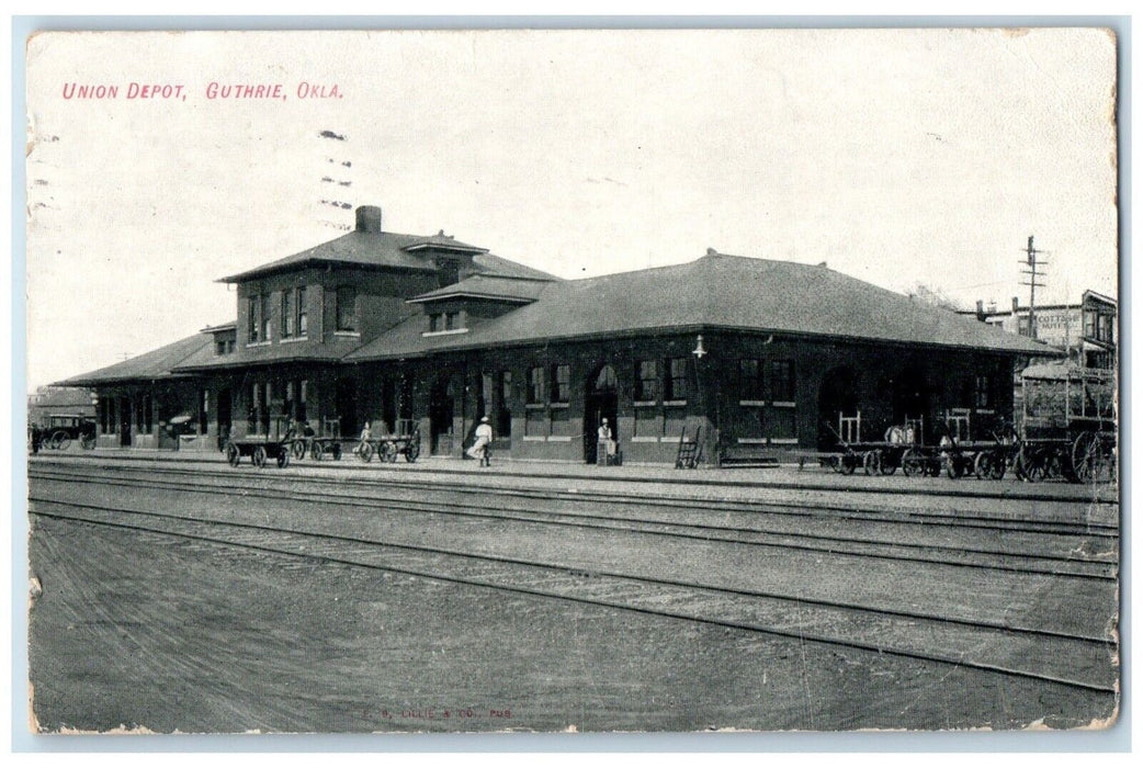 1907 Exterior View Union Depot Building Railway Guthrie Oklahoma Posted Postcard
