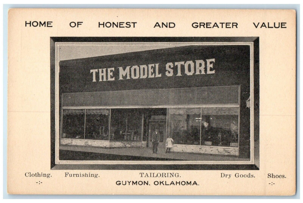 c1910's The Model Store Tailoring Dry Goods Guymon Oklahoma OK Antique Postcard