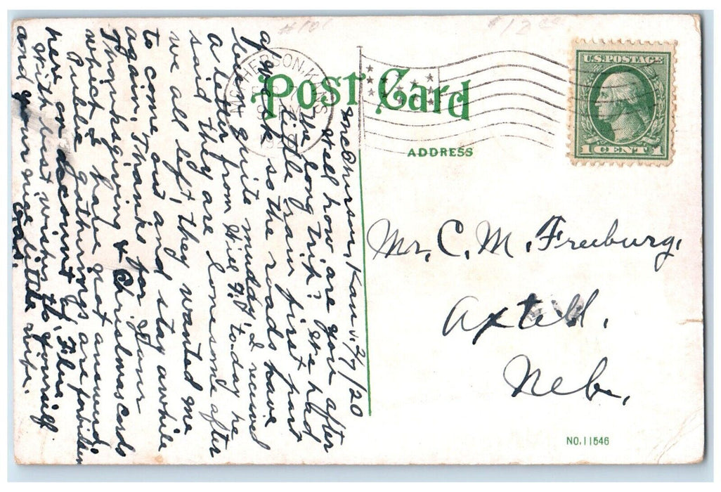 1920 Exterior View Santa Fe Depot Building Railway McPherson Kansas KS Postcard
