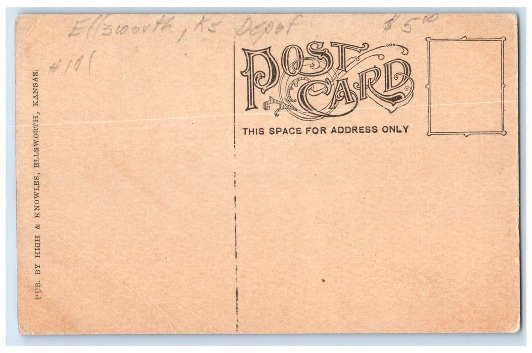 c1912 Bucking Snow Locomotive Train Railroad Western Kansas KS Unposted Postcard