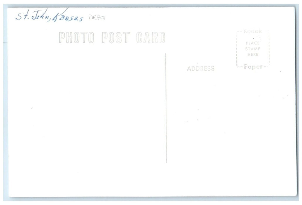 1940 Depot Building Railroad Railway St Paul Kansas KS Vintage Unposted Postcard