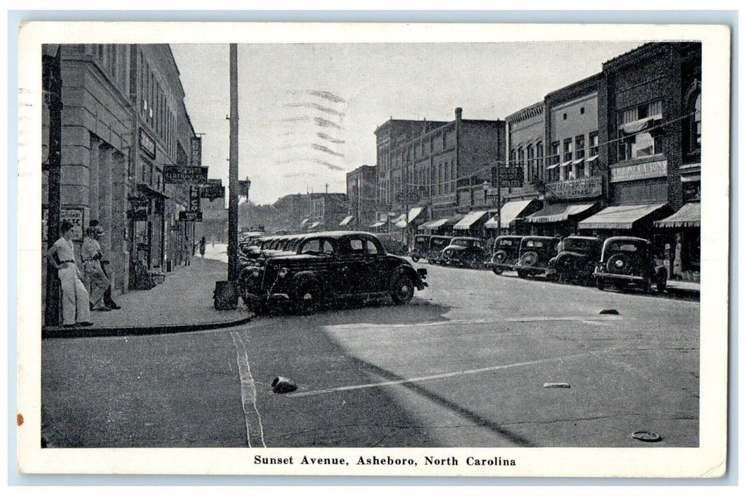 1948 Sunset Avenue Classic Cars Exterior Street Asheboro North Carolina Postcard