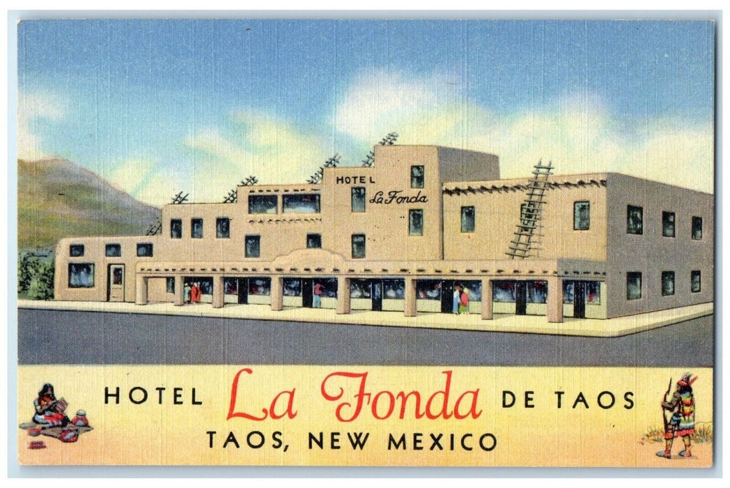 c1940's Hotel La Fonda De Taos Building Taos New Mexico NM Vintage Postcard