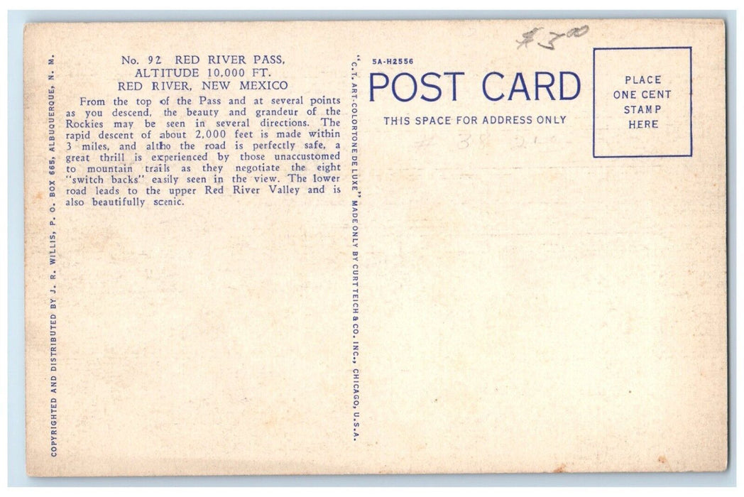 c1950's View Of Red River Pass Red River New Mexico NM Unposted Vintage Postcard