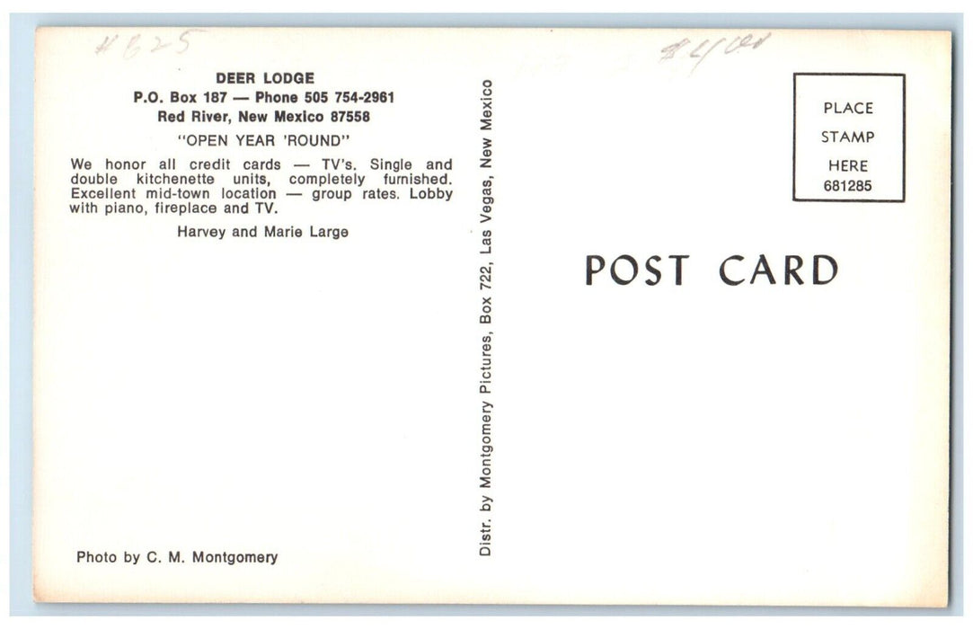 c1950's Deer Lodge Red River New Mexico NM, Dirt Road Unposted Vintage Postcard