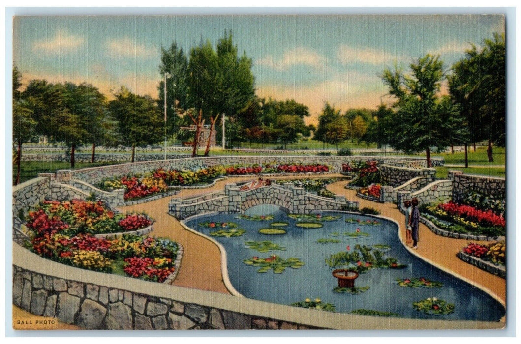 c1940's View Of Sunken Garden Cahoon Park Roswell New Mexico NM Vintage Postcard