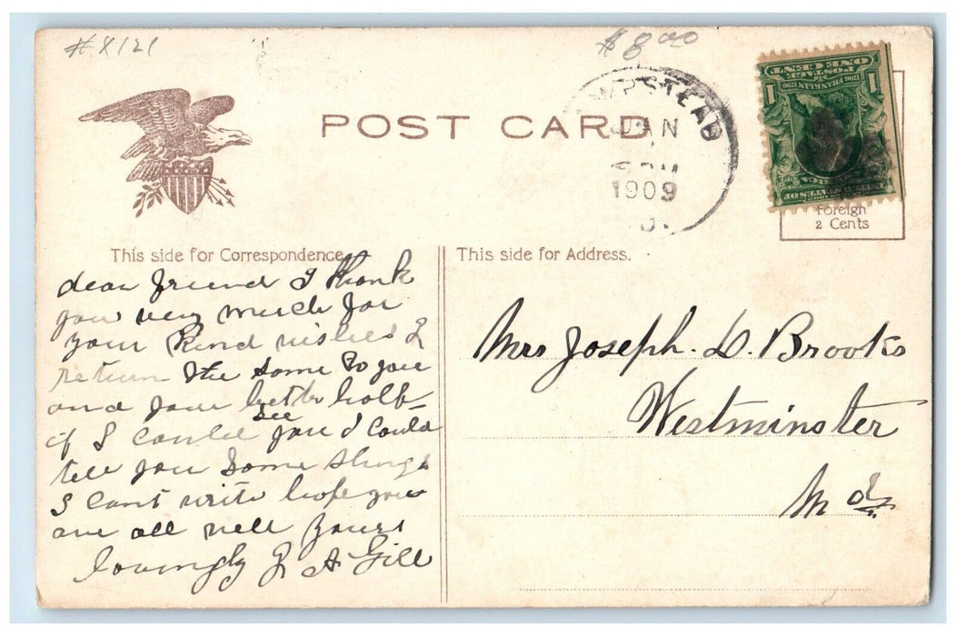 1909 Entrance Congress Spring Park Exterior Statue Saratoga New York NY Postcard