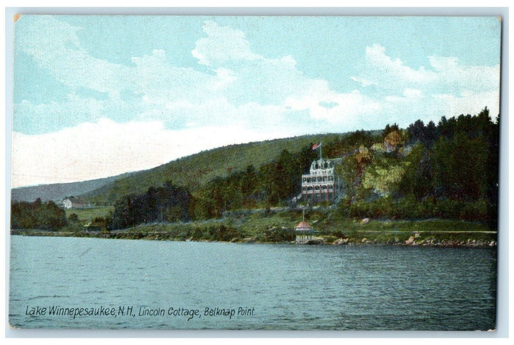 c1910 Lincoln Cottage Belknap Point Lake Winnepesaukee New Hampshire NH Postcard