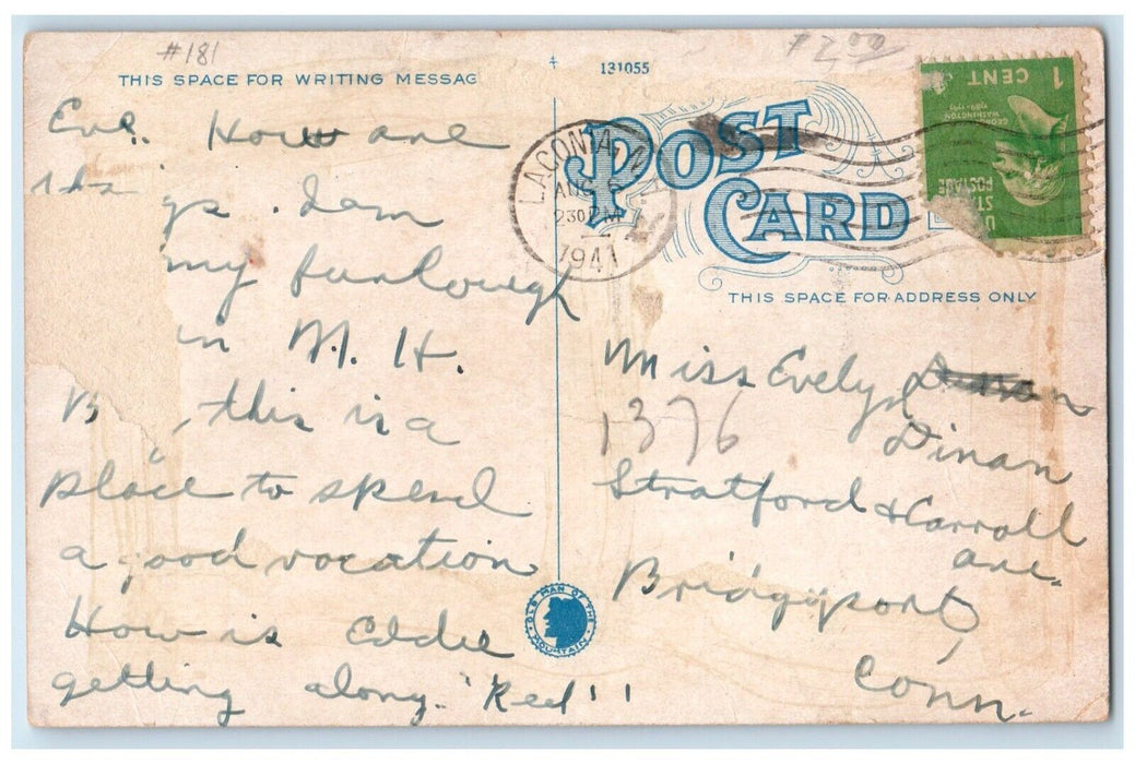 1941 Main Street Laconia Classic Cars Exterior White Mts. New Hampshire Postcard